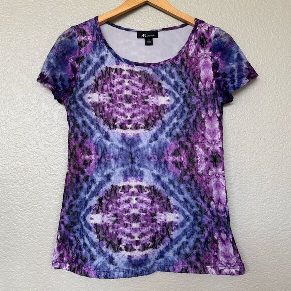 Purple Blue Lace Blouse Top AB Studio S - Picture 1 of 3